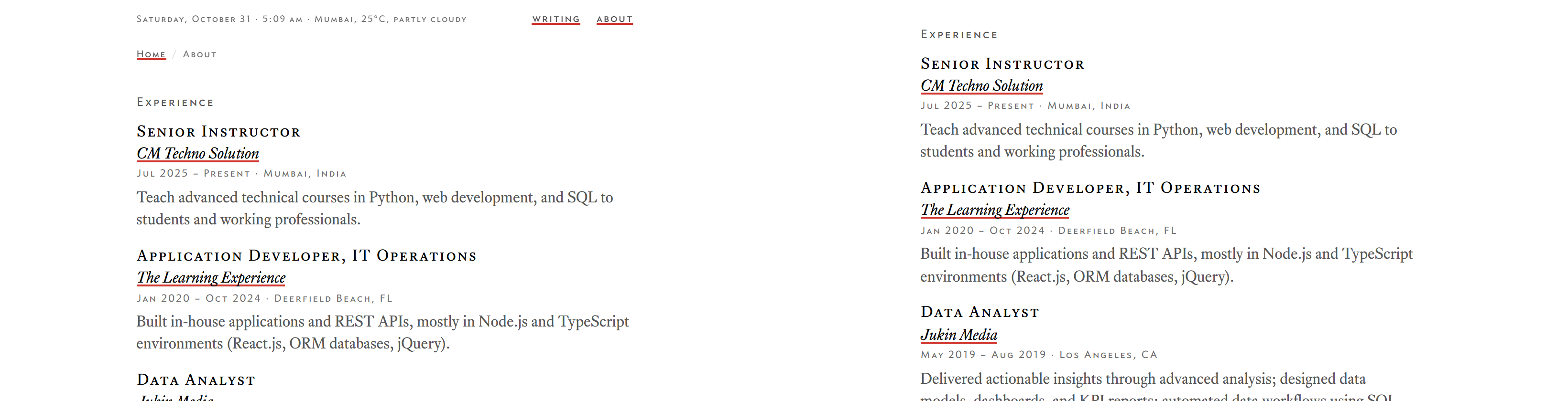 The same page on screen, and as it prints.